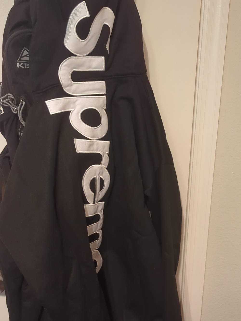 Supreme Black Jacket with Large White Sleeve Logo